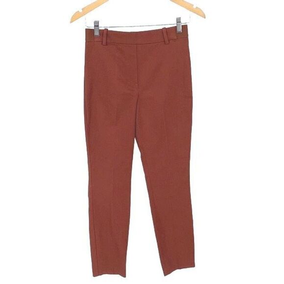 H&M Women's Super Stretch Straight Fit Regular Waist Pants Burnt Orange Size 4 N - Picture 1 of 8